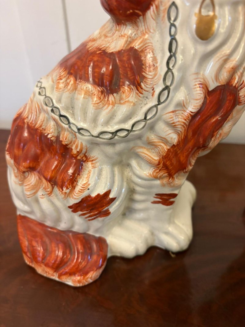 Pair of Antique Staffordshire Spaniel Dogs